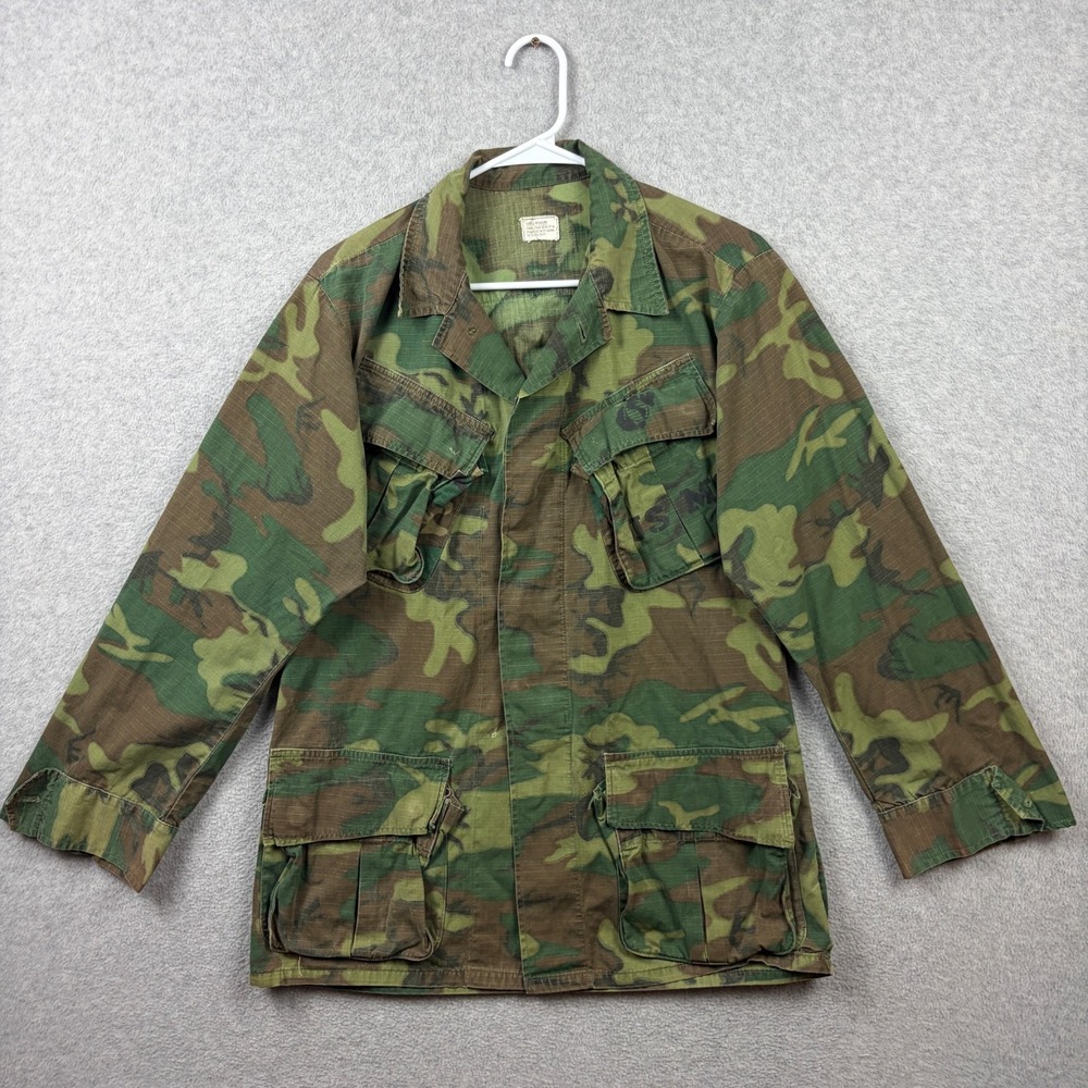 Vintage USMC Jungle Jacket Mens Small ERDL Camo Vietnam War Slant Pocket 1970
